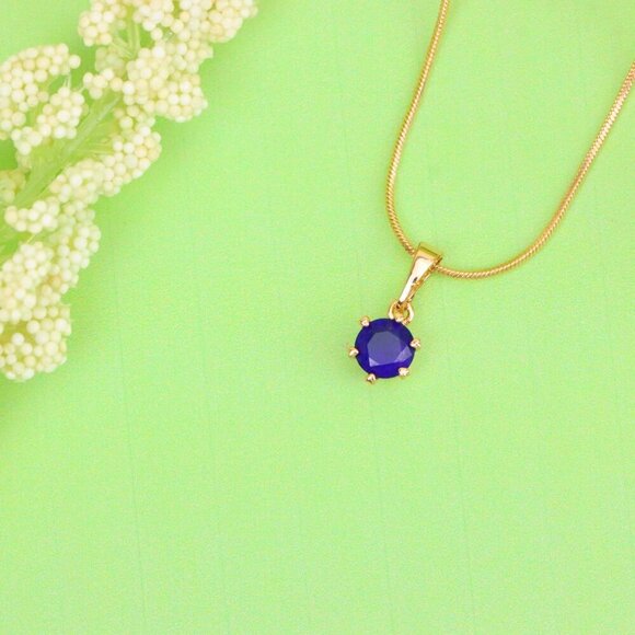 "Round Blue Pendant in Rose Gold Plating – Petite Charm, XPPT1851 - Picture 3 of 13